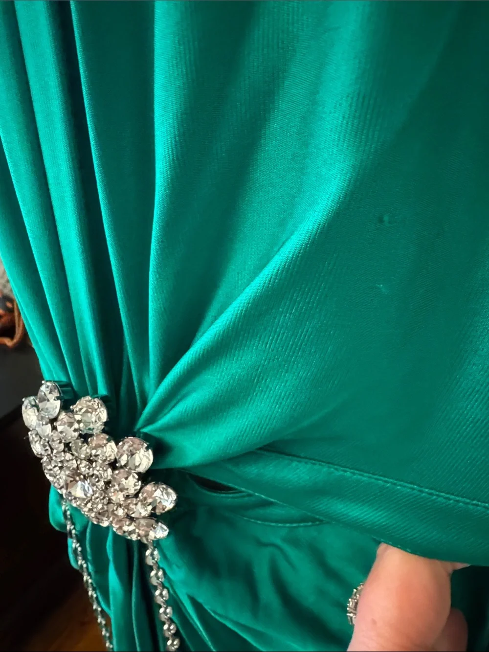 Paco Rabanne Size 44 M L Emerald Green Long Sleeve Evening Gown Dress